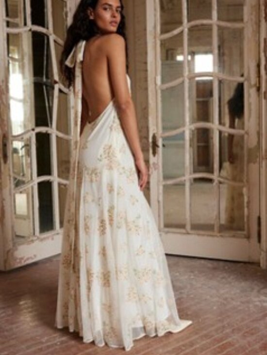 Free People Dresses & Skirts - FP NWT Embroidered Holding On Convertible Maxi Dress - M – Ivory/Orange Blossom
